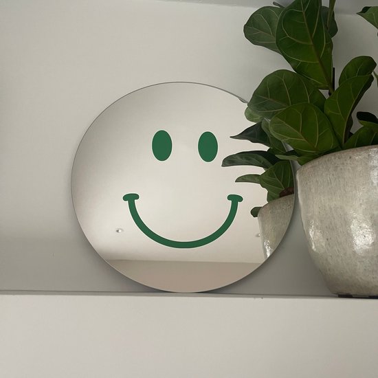 Groene Smiley Spiegel - 38cm - Rond