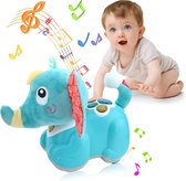 Jouets musicaux, bébés filles Montessori, speelgoed 0, 3, 6, 12 mois, éléphant en peluche, jouets pour tout-petits, animal en peluche pour bébé avec musique et lumières, jouet rampant pour anniversaire, noël