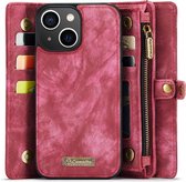 CaseMe 008 2-in-1 Book Case & Back Cover met Portemonnee - Geschikt voor iPhone 15 Hoesje - Roze
