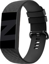 Bandz siliconen band 'Classic' geschikt voor Fitbit Charge 3 / Charge 4 - Hoogwaardig siliconen materiaal bandje - Ideaal voor dagelijks gebruik - zwart siliconen bandje - maat S