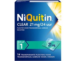 Niquitin Clear Nicotinepleisters 21 mg Stap 1 - Stoppen met roken - 14 stuks