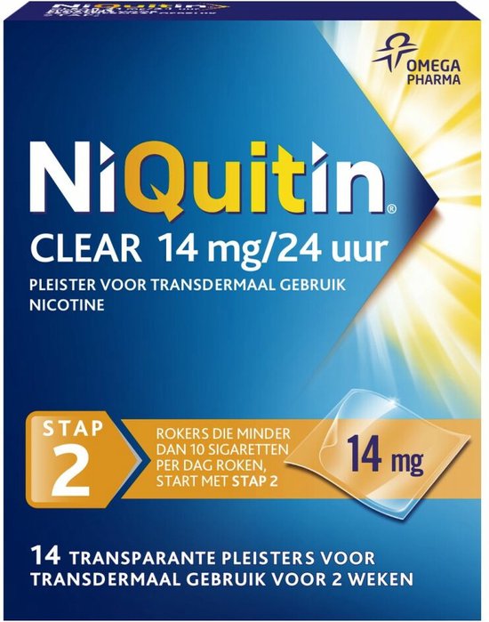 Niquitin Clear Nicotinepleisters 14mg Stap 2 - 2 x 14 stuks