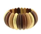 Bracelet élastique Behave couleur or marron 22 cm