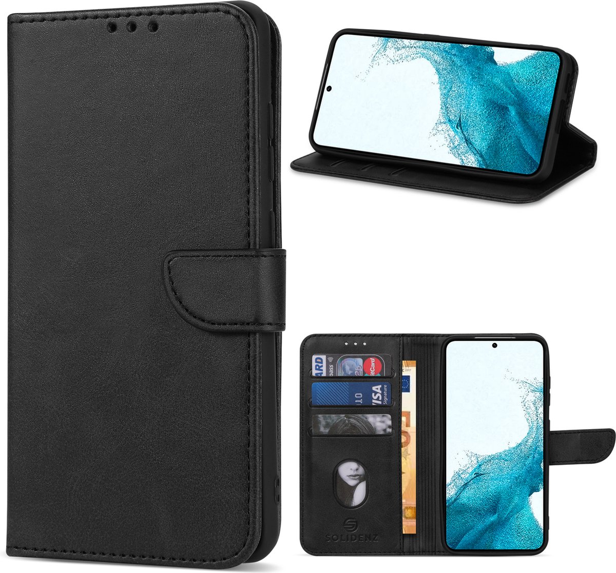 Solidenz hoesje - Geschikt voor Samsung Galaxy S23 FE - Bookcase - Zwart