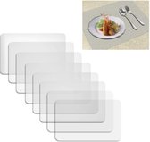 8 stuks transparante placemats, kunststof, antislip, afwasbaar, hittebestendig, placemats voor keuken, eettafel