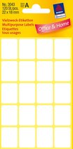 120 zelfklevende etiketten wit 2 cm - rechthoekig - bijna vierkant klein - 22 x 18 mm - 120x etiket zelfklevend