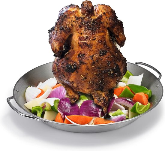 Roestvrijstalen kippenbrander, kippenhouder met verwijderbare aromacontainer, accessoires voor grill en oven - Merkloos