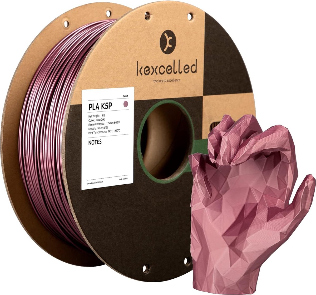 Kexcelled PLA Metaalachtig Rose-Goud/Metallic Rose Gold 1.75mm 1kg 3D Printer filament