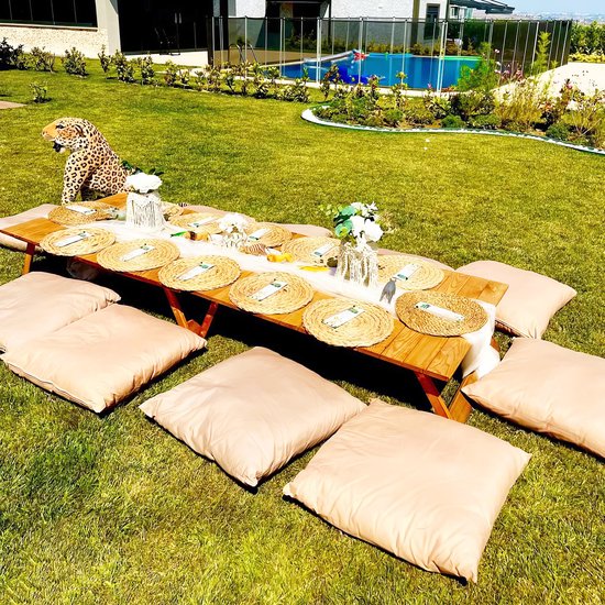 Rustiq 70x120x35cm inklapbare picknick tafel – Vouwbare campingtafel – Handgemaakte houten tafel – Kampeertafel – Terrastafel – Buiten eten en zitten – Wood - Walnoot — afbeelding 5