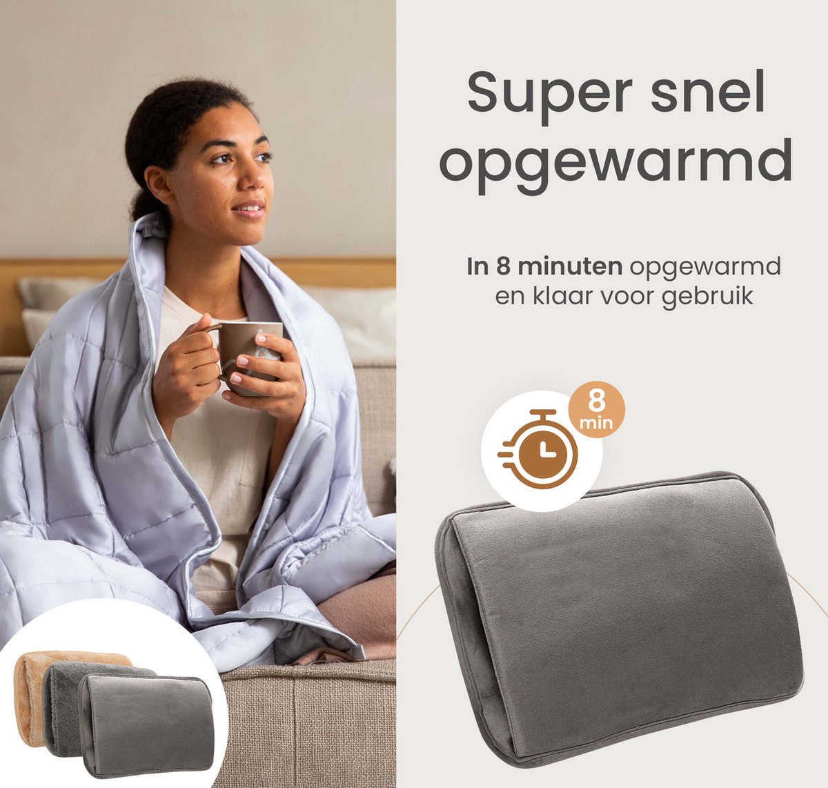 Qualita® Elektrische Kruik Grey - Elektrische Kruik - Baby ...