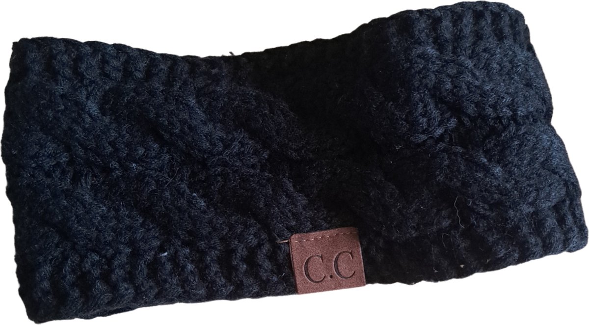 TWOA-Oorwarmer band-Gebreide wollen enkel laags- Cable knit hoofdband – zwart