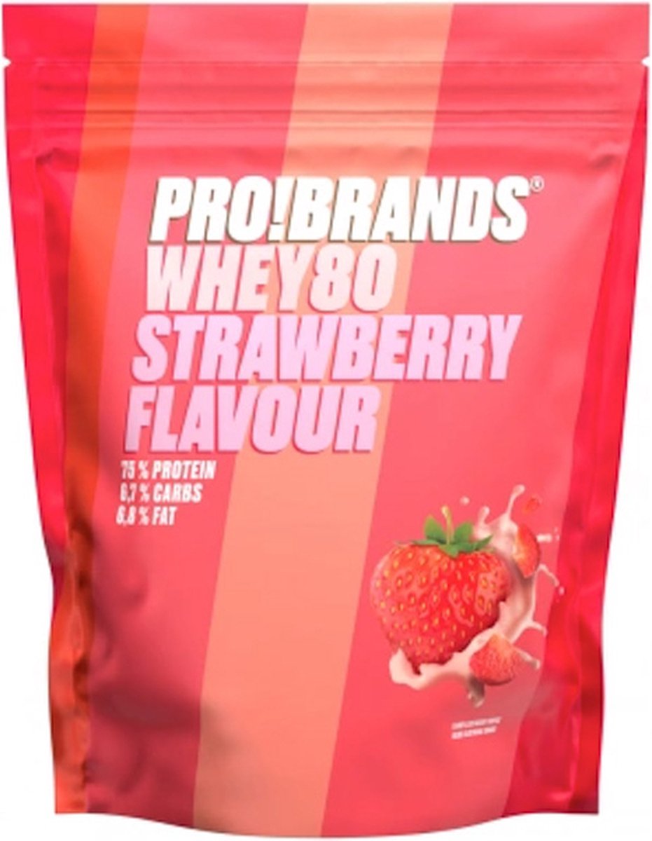 Pro!Brands | Whey80 Powder | Strawberry 500g | 1 x 500 gram