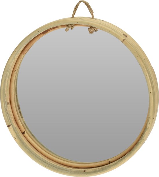 Tridi Ronde spiegel - Spiegel - Rond - Ø30cm - Hout - Beige