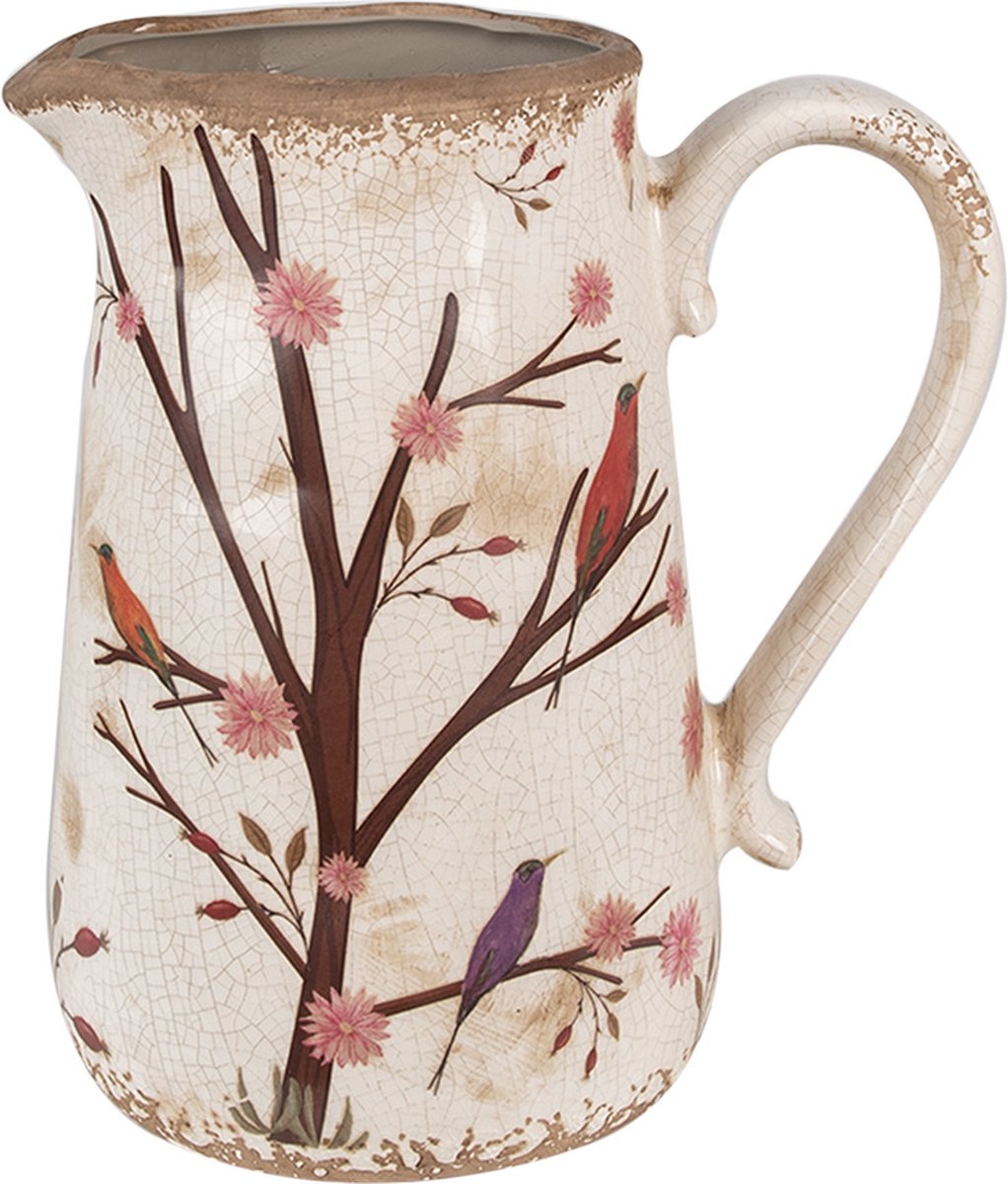 Clayre & Eef Decoratie Kan 21x15x23 cm Beige Bruin Keramiek Takken
