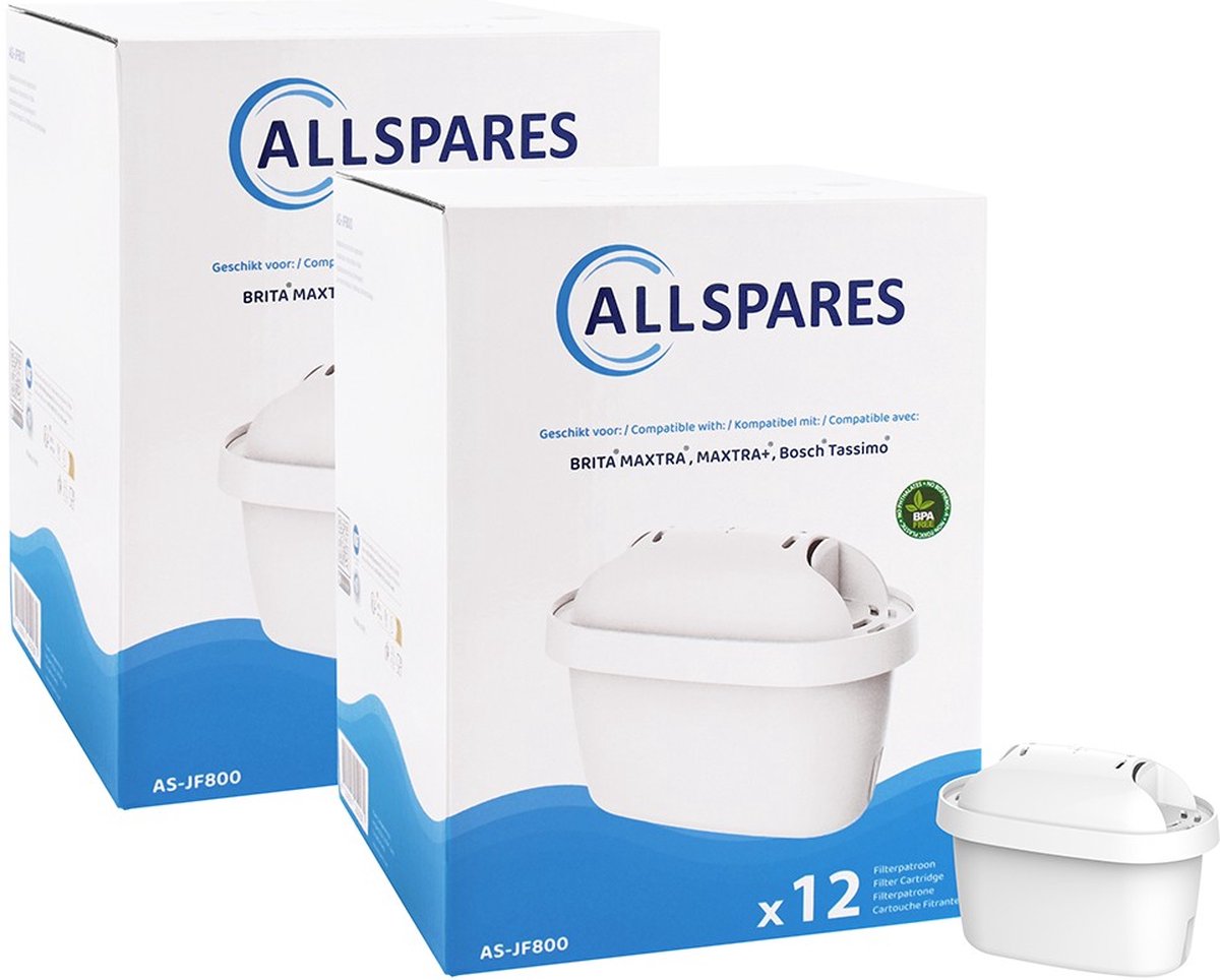 AllSpares Filterpatronen voor Waterkannen (x24) geschikt voor BRITA MAXTRA+, MAXTRA PRO en Bosch Tassimo