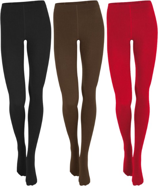 3-Pack - Dames Thermo maillot - Zwart/Bruin/Rood - Maat XL/XXL (48-50)