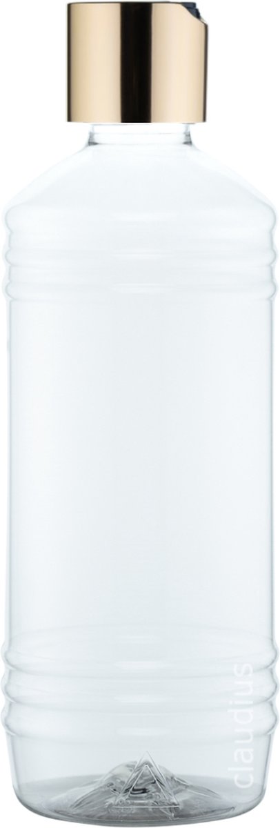 Lege Plastic Fles 500 ml PET - Transparant - met gouden klepdop - set van 10 stuks - navulbaar - leeg