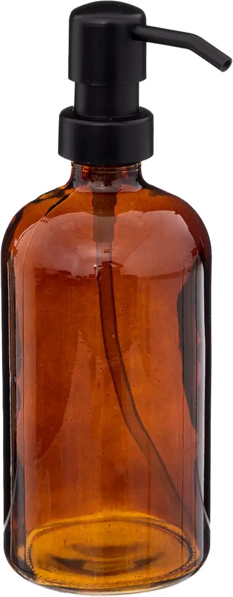5five Zeeppompje/dispenser - van glas - bruin - 450 ml - navulbaar - keuken/toilet/badkamer