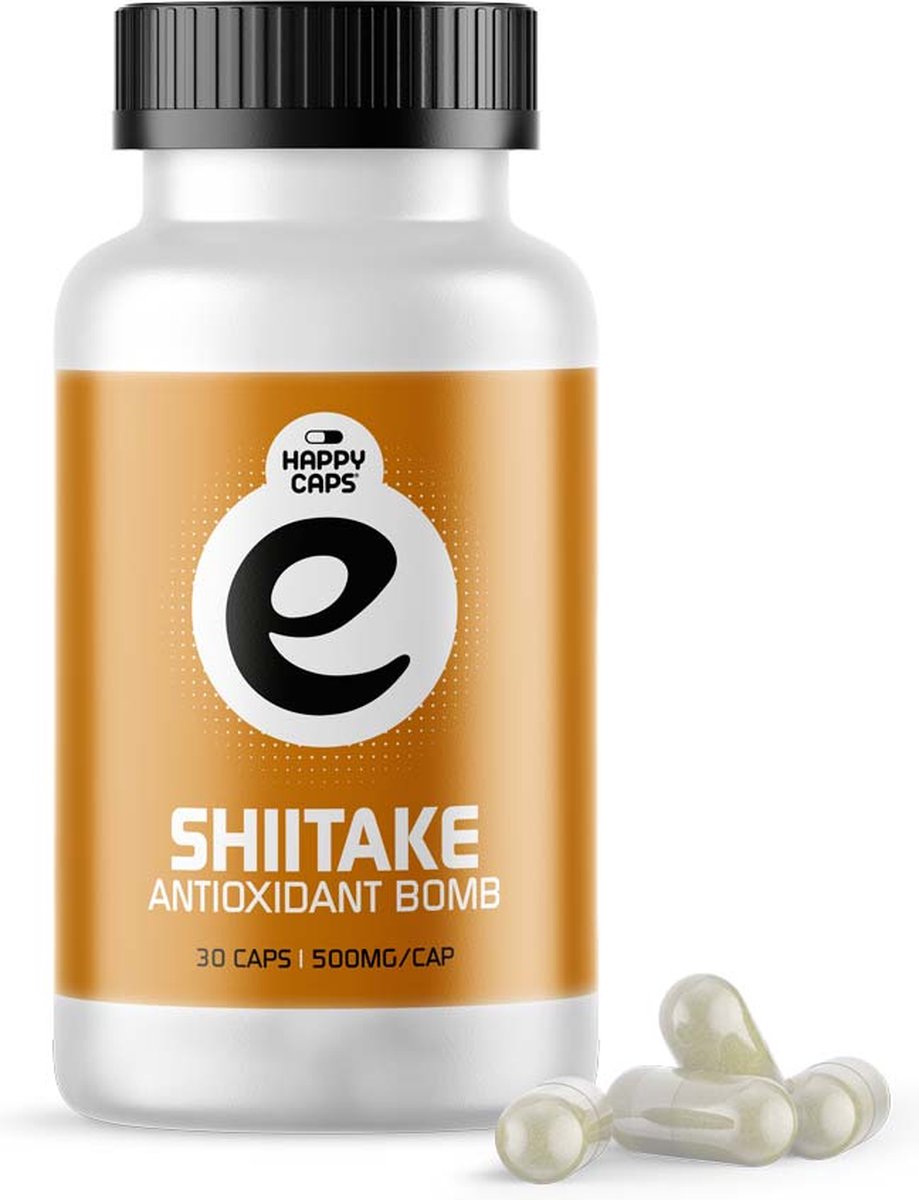 Goedkoopste Happy Caps - Shiitake - Antioxidant Bom - Mushrooms - 30 caps