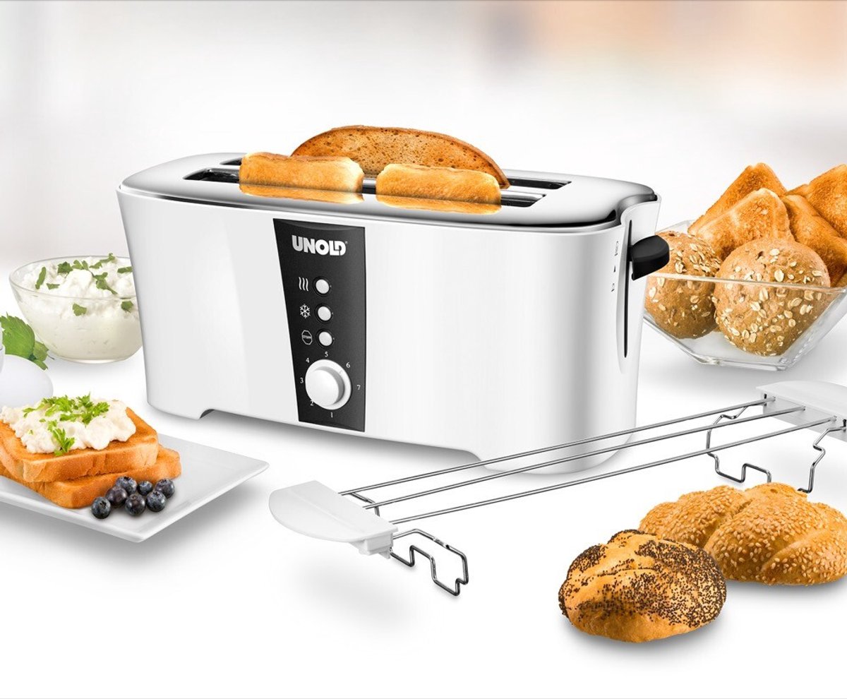 Unold 38020 4snede(n) 1350W Zwart, Wit broodrooster