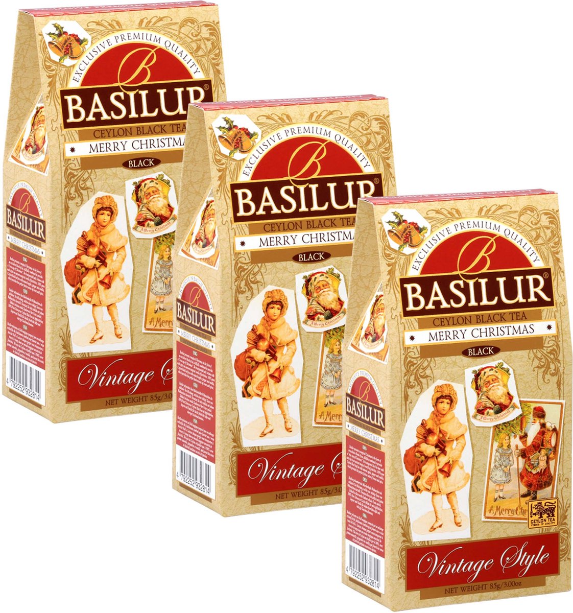 BASILUR Merry Christmas - Zwarte Bladthee uit Ceylon met Appel, Gember en Vanille, 85 g