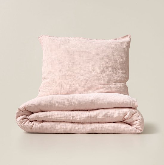 Foto: Petite am lie peuter dekbedovertrek 140x200 cm roze mousseline dekbedovertrek met kussensloop 60x70 cm met instopstrook duurzaam 100 gots katoen lichte kreuk geeft een speelse touch