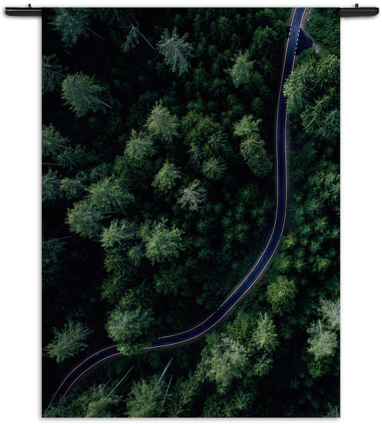 Mezo Wandkleed Weg door het bos Rechthoek Verticaal S (85 X 60 CM) - Wandkleden - Met roedes