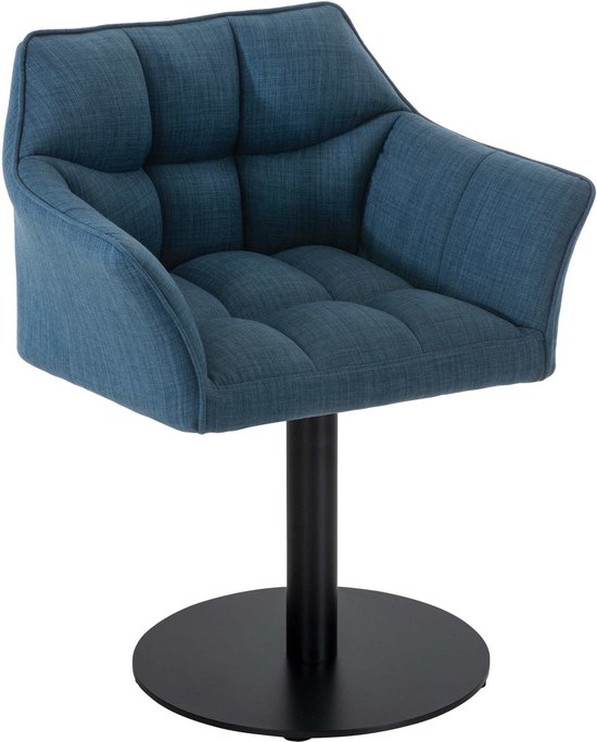 CLP Damaso Loungestoel - Binnen - Met armleuning - Eetkamerstoel Metaal frame - blauw Stof
