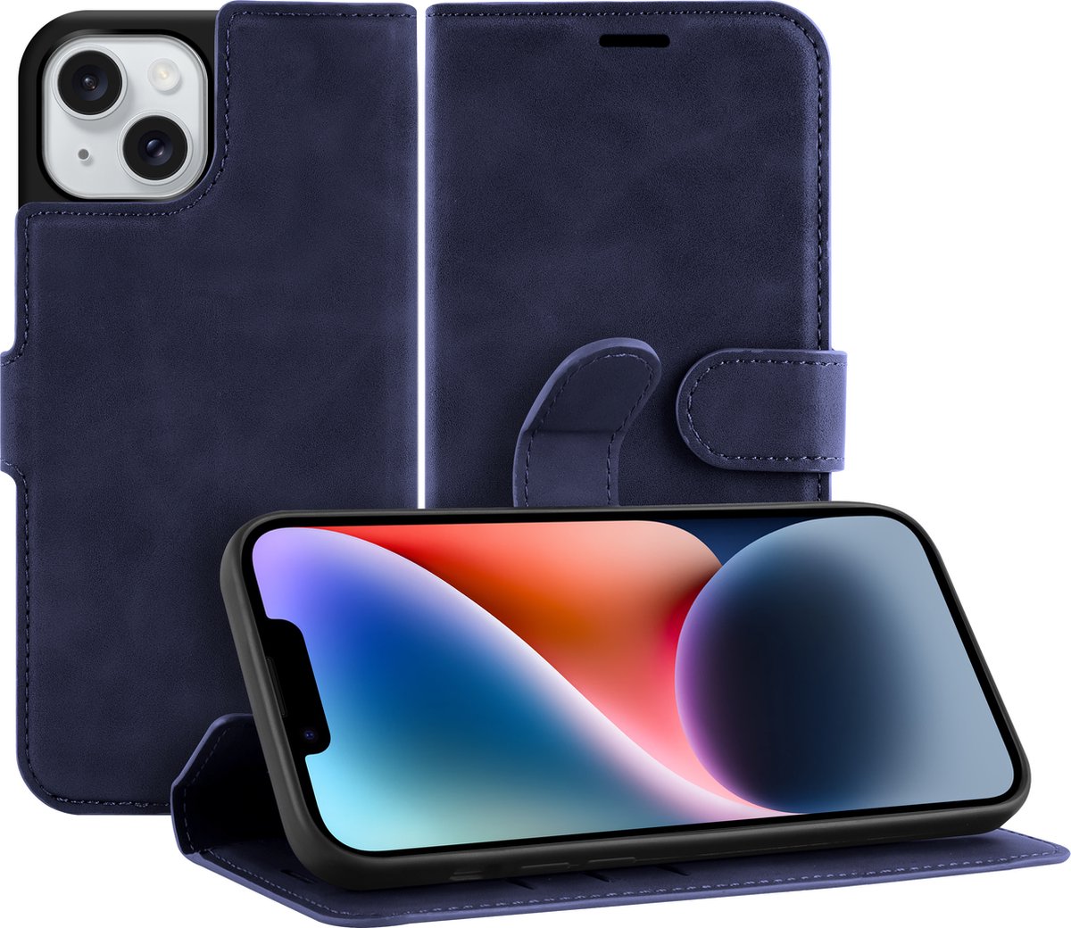 Cazy hoesje geschikt voor iPhone 14 Hoesje met Pasjeshouder - Premium Bookcase - Blauw