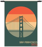 Velours Wandkleed San Francisco 1976 Golden Gate Bridge Rechthoek Verticaal XXXL (260 X 210 CM) - Wandkleden - Met roedes