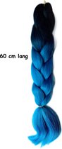 Hair extensions - Blauw - Donker bruin - 60 cm lang - Gekleurde hair extensions - Synthetisch haar - Haar vlechten
