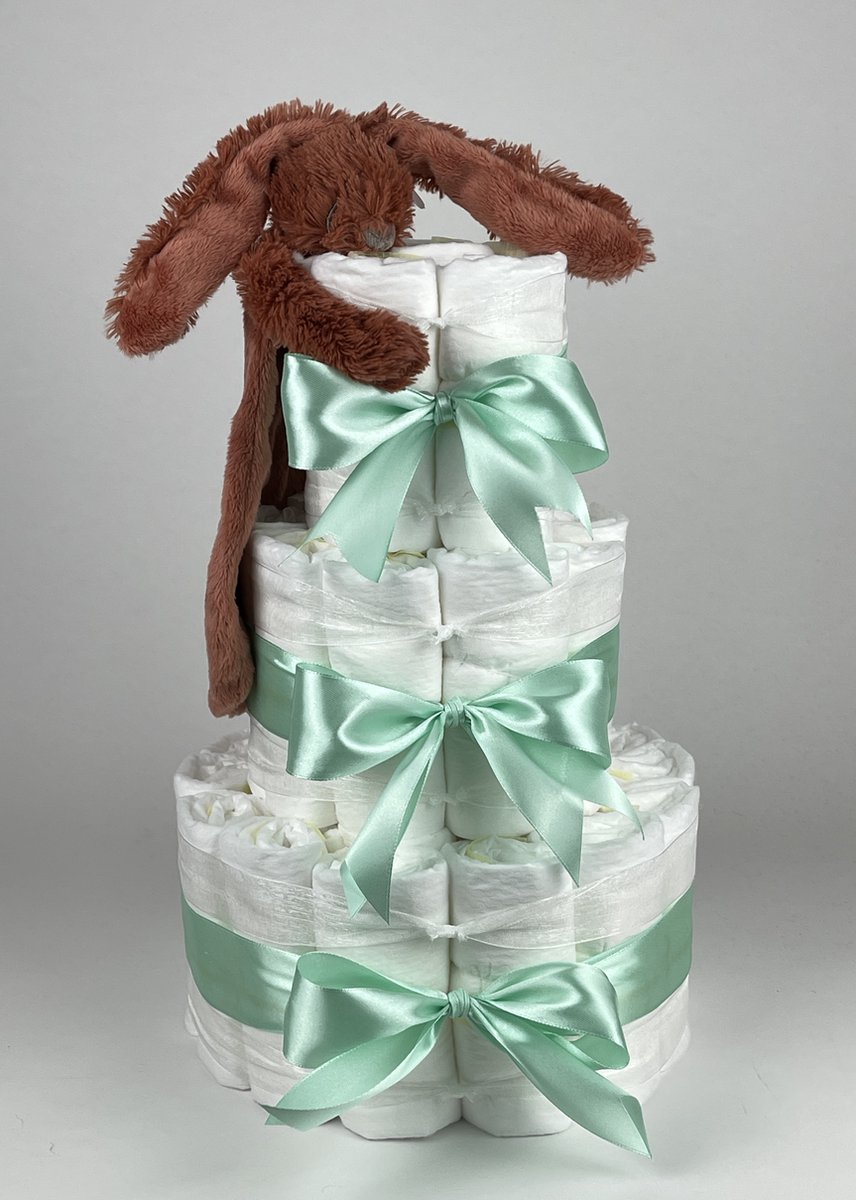 Goedkoopste Chouette-Chouette | Luiertaart Neutraal | Kraamcadeau | Geboorte Jongen Meisje | Babyshower | Tuttle Konijn Richie Rusty - Groen
