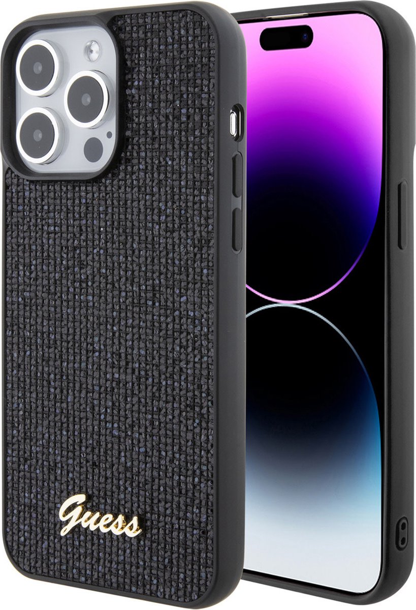 Guess Square Mirror Back Case - Apple iPhone 15 Pro Max (6.7") - Zwart
