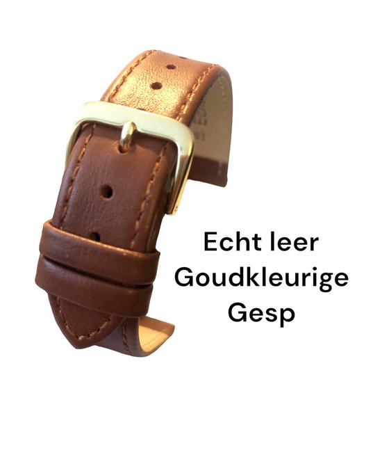 Bracelet de montre-20mm-cuir véritable-marron souple-boucle dorée plate-20mm