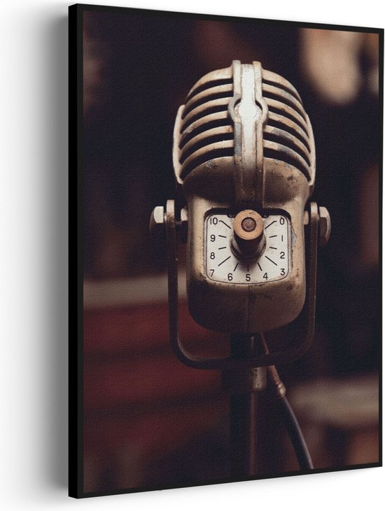 Akoestisch Schilderij Old School Microfoon Rechthoek Verticaal Pro L (72 X 100 CM) - Akoestisch paneel - Akoestische Panelen - Akoestische wanddecoratie - Akoestisch wandpaneel