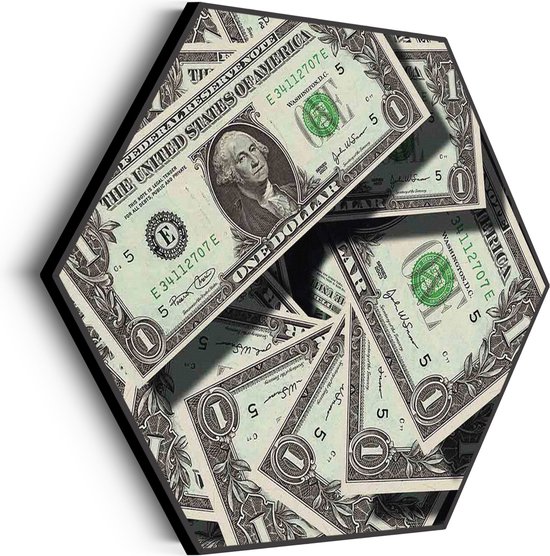 Akoestisch Schilderij Dollars Money George Washington Hexagon Basic M (60 X 52 CM) - Akoestisch paneel - Akoestische Panelen - Akoestische wanddecoratie - Akoestisch wandpaneel