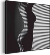 Akoestisch Schilderij Blote Vrouw Achter Jaloezie 01 Vierkant Pro XL (100X100) - Akoestisch paneel - Akoestische Panelen - Akoestische wanddecoratie - Akoestisch wandpaneel