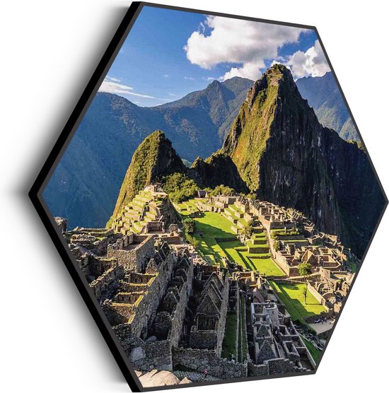 Akoestisch Schilderij Machu Picchu Hexagon Basic XL (140 X 121 CM) - Akoestisch paneel - Akoestische Panelen - Akoestische wanddecoratie - Akoestisch wandpaneel