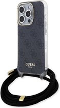 Guess 4G Printed Crossbody Back Case - Geschikt voor Apple iPhone 15 Pro (6.1") - Zwart