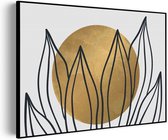 Akoestisch Schilderij Scandinavisch Design Plant met Goud Element 01 Rechthoek Horizontaal Pro XL (120 x 86 CM) - Akoestisch paneel - Akoestische Panelen - Akoestische wanddecoratie - Akoestisch wandpaneelKatoen XL (120 x 86 CM)