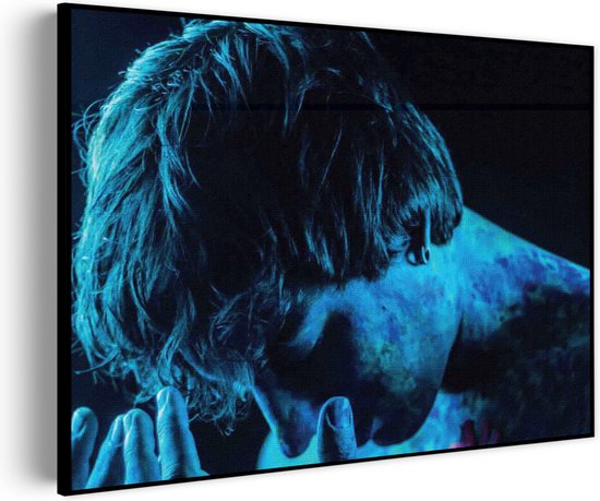Akoestisch Schilderij Mystrieuze Man Blauw Rechthoek Horizontaal Basic L (100 x 72 CM) - Akoestisch paneel - Akoestische Panelen - Akoestische wanddecoratie - Akoestisch wandpaneel