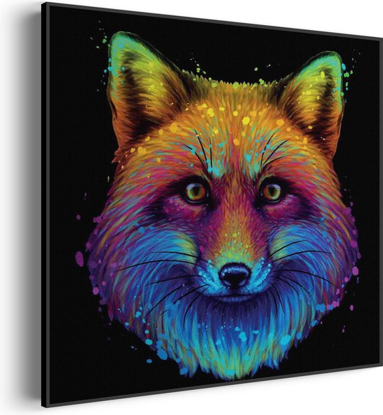 Akoestisch Schilderij Colored Wolf Vierkant Pro XXL (140 X 140 CM) - Akoestisch paneel - Akoestische Panelen - Akoestische wanddecoratie - Akoestisch wandpaneel