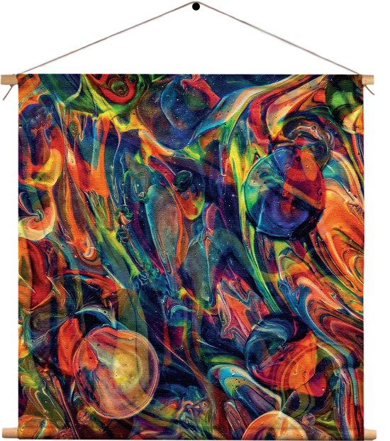 Textielposter Colorfull Art Design Vierkant M (30 X 30 CM) - Wandkleed - Wanddoek - Wanddecoratie