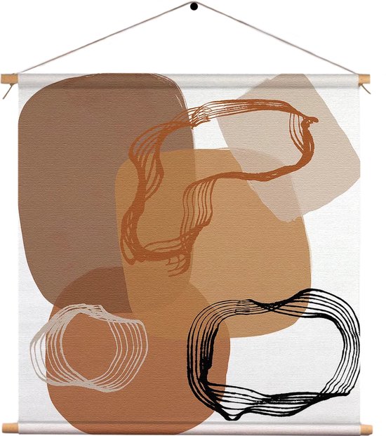 Textielposter Naturel tinten scandinavisch 01 Vierkant M (30 X 30 CM) - Wandkleed - Wanddoek - Wanddecoratie