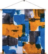 Textielposter Kleurrijk Schilderij Vierkant XXL (90 X 90 CM) - Wandkleed - Wanddoek - Wanddecoratie