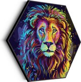 Akoestisch Schilderij Colored Lion Hexagon Basic L (100 X 86 CM) - Akoestisch paneel - Akoestische Panelen - Akoestische wanddecoratie - Akoestisch wandpaneel