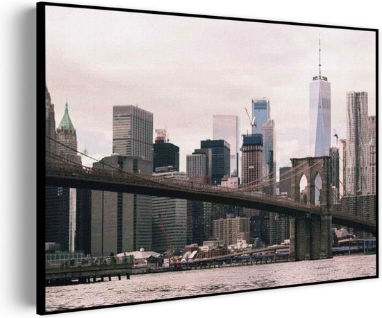 Akoestisch Schilderij Brooklyn Bridge New York Rechthoek Horizontaal Pro L (100 x 72 CM) - Akoestisch paneel - Akoestische Panelen - Akoestische wanddecoratie - Akoestisch wandpaneel