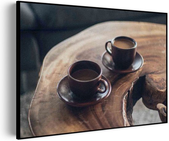 Akoestisch Schilderij Kopjes Koffie op Tafel Rechthoek Horizontaal Basic S (7 0x 50 CM) - Akoestisch paneel - Akoestische Panelen - Akoestische wanddecoratie - Akoestisch wandpaneel