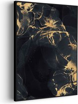 Akoestisch Schilderij Abstract Marmer Look Zwart met Goud 04 Rechthoek Verticaal Pro XXL (107 X 150 CM) - Akoestisch paneel - Akoestische Panelen - Akoestische wanddecoratie - Akoestisch wandpaneel