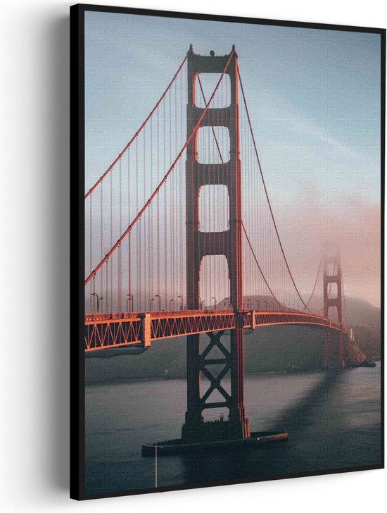Akoestisch Schilderij Golden Gate Bridge San Francisco Rechthoek Verticaal Pro S (50 X 70 CM) - Akoestisch paneel - Akoestische Panelen - Akoestische wanddecoratie - Akoestisch wandpaneel